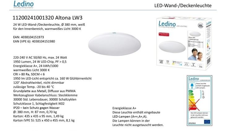 Ledino LED-Leuchte Altona LW3 24W 11200241001320