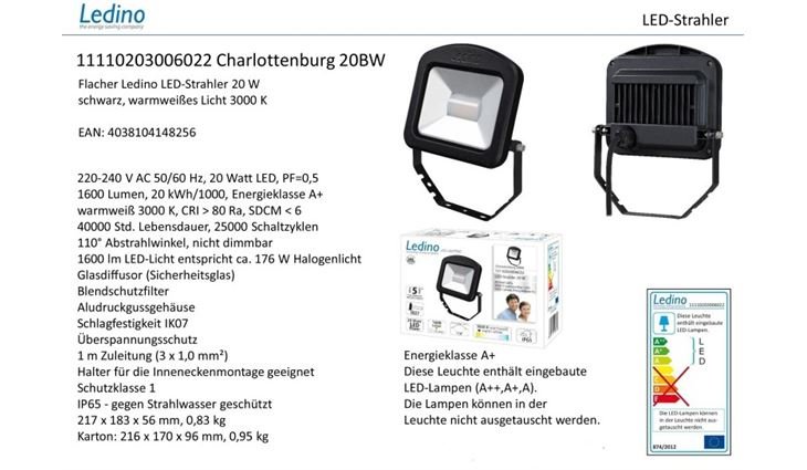 Ledino LED-Strahler Charlottenburg 20 BW 11110203006022